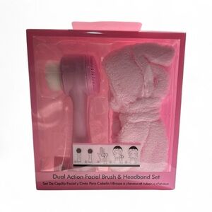 Pink Dual Action Facial Brush & Headband Set